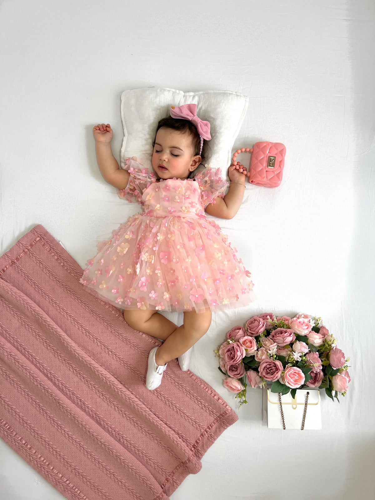 Vestido tull flores 3D por encargo