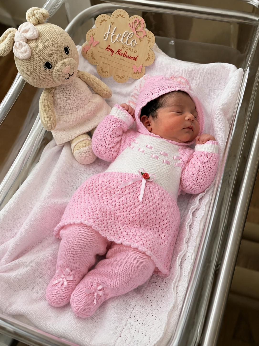 Conjunto tejido para bebé recién nacida