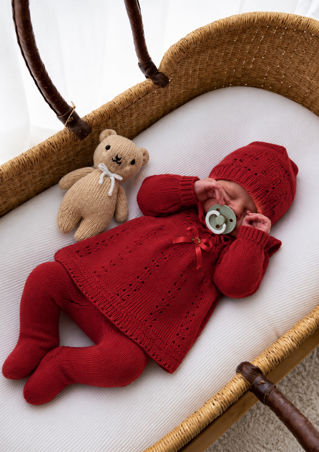Conjunto tejido para bebé recién nacida